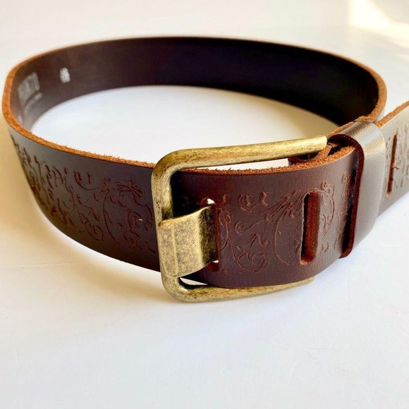 Pronto Tooled Leather Brown belt 42 - Picture 2 of 7